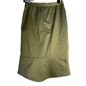 Hellessy Scalloped Accent Knee Length Skirt Hunter Green